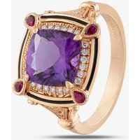 Ungar & Ungar 18ct Rose Gold Cushion Amethyst Diamond & Ruby Fancy Shoulder Cluster Ring  8RR31671DRuAm