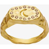 Maanesten Demi Gold Plated Moon Hammered Oval Signet Ring 4808A 59