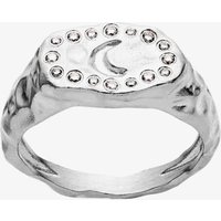 Maanesten Demi Silver Moon Hammered Oval Signet Ring 4808C 55