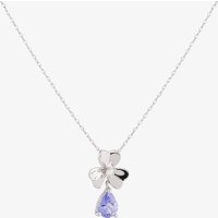 9ct White Gold Diamond And Tanzanite Flower Teardrop Pendant CY308P-T2A 9KW