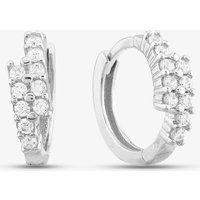 9ct White Gold Cubic Zirconia Two Row Hoop Earrings E1631W