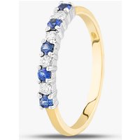 18ct Yellow Gold Brilliant Cut Sapphire & Diamond Half Eternity Ring 21210G16 N 1/2