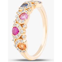 18ct Rose Gold Brilliant Cut Sapphire, Ruby & Diamond Half Eternity Ring R39152KP18V 18KR