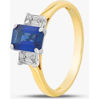 18ct Yellow Gold Emerald Cut Sapphire & Diamond Shoulder Set Solitaire Ring 20191G14 M