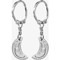 Maanesten Odessa Silver Hoop Cresent Moon Dropper Earrings 9841C