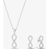 Silver Cubic Zirconia Pave Infinity Jewellery Set