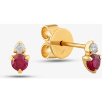 14ct Yellow Gold Brilliant Cut Ruby & Diamond Stud Earrings E39074KY14RB (X2)