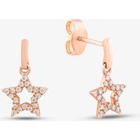 9ct Rose Gold 0.12ct Brilliant Cut Diamond Open Star Dropper Earrings PTOD 9KR