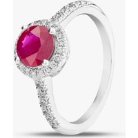 18ct White Gold Brilliant Cut Ruby & Diamond Shoulder Set Halo Ring R39073GW18RB