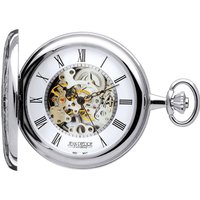 Jean Pierre Chrome Plated 17 Jewelled Mechanical Double Hunter Skeleton Pocket Watch G251CM
