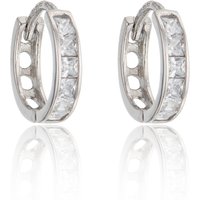 9ct White Gold Good Minimize Cubic Zirconia Hoop Earrings