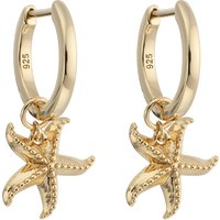 Sterling Silver Yellow Gold Plated Starfish Hoop Earrings