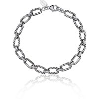 Sterling Silver Textured Twist Hyperlink Mens Bracelet