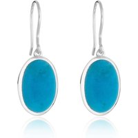 Sterling Silver Oval Turquoise Mini-Drop Earrings