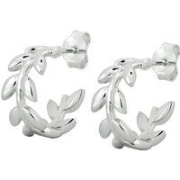 Sterling Silver Leaf Hoop Earrings