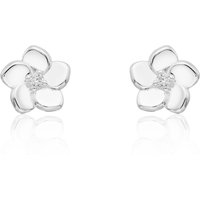 Silver Cubic Zirconia Flower Stud Earrings