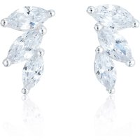 Silver Cubic Zirconia Marquise Climber Earrings