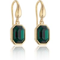 Silver Yellow Gold Plated Inexperienced Cubic Zirconia Octagon Drop Earrings
