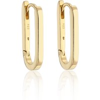 Silver Yellow Gold Plated Oblong Hoop Earrings