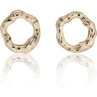 Yellow Gold Plated Hammered Circle Earrings
