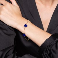 Yellow Gold Plated Lapis Lazuli Flower Bracelet