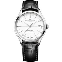 Baume et Mercier Clifton Mens Watch M0A10518 White Dial Leather-based Strap