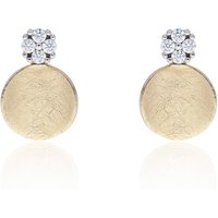 9ct Yellow Gold Cubic Zirconia Textured Disc Earrings