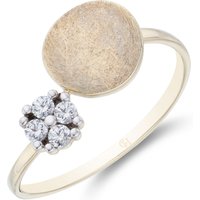 9ct Yellow Gold Brushed Cubic Zirconia Disc Ring
