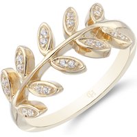 9ct Yellow Gold Cubic Zirconia Marquise Leaf Ring