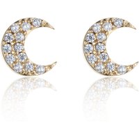 Yellow Gold Plated Cubic Zirconia Mini Moon Stud Earrings