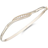 9ct Yellow Gold Cubic Zirconia Wave Bangle
