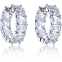 Silver Emerald Reduce Cubic Zirconia Earrings