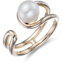 Silver 3 Micron Plated Open Pearl Ring