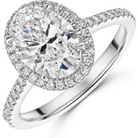 Platinum Lab Grown 2.00ct Oval Diamond Halo Shoulders 2.25tw