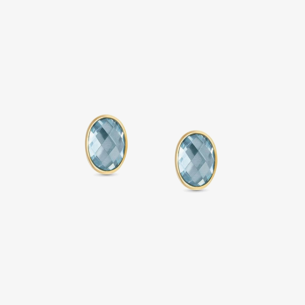 Nomination Gold Plated Sky Blue Cubic Zirconia Oval Stud Earrings 027841/006