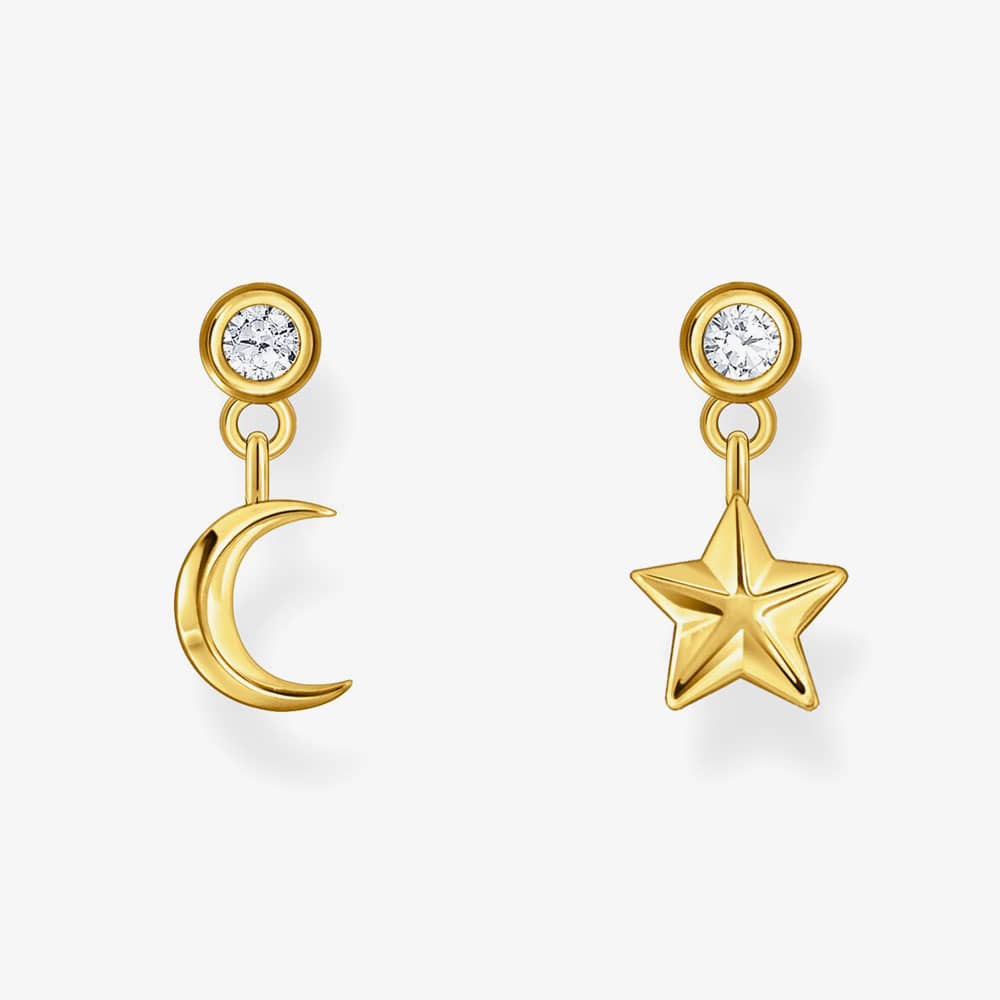 THOMAS SABO Gold Plated Moon & Star Earrings H2293-414-14