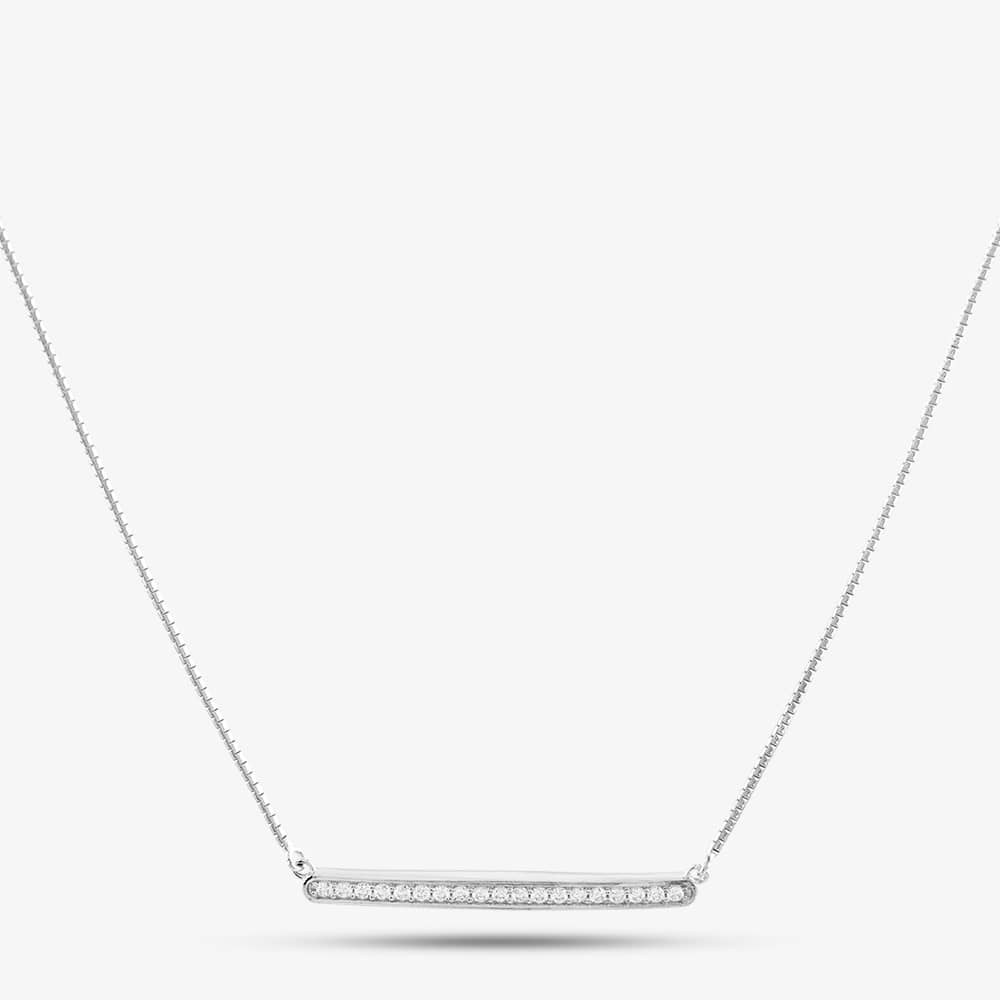 Silver & Cubic Zirconia Bar Necklace 2THB018504