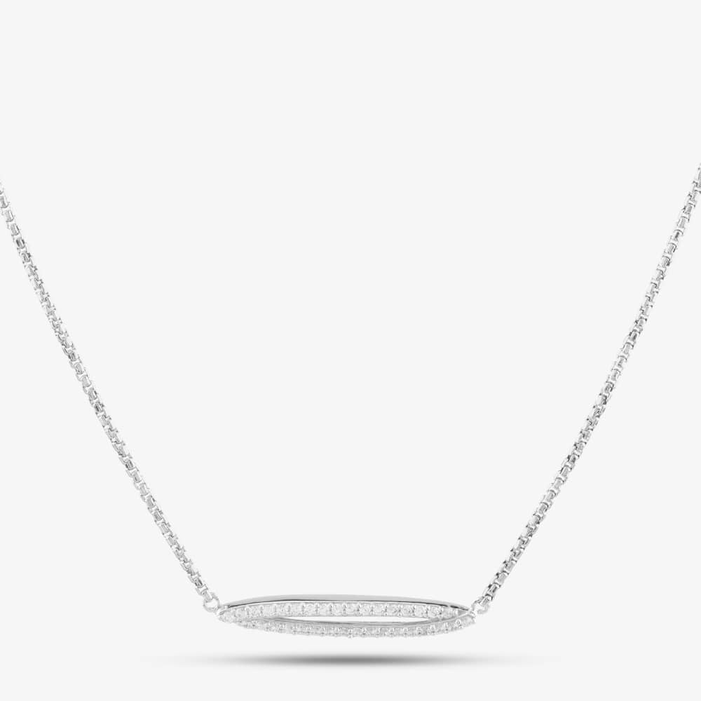 Silver & Cubic Zirconia Open Oval Necklace 2THB020704
