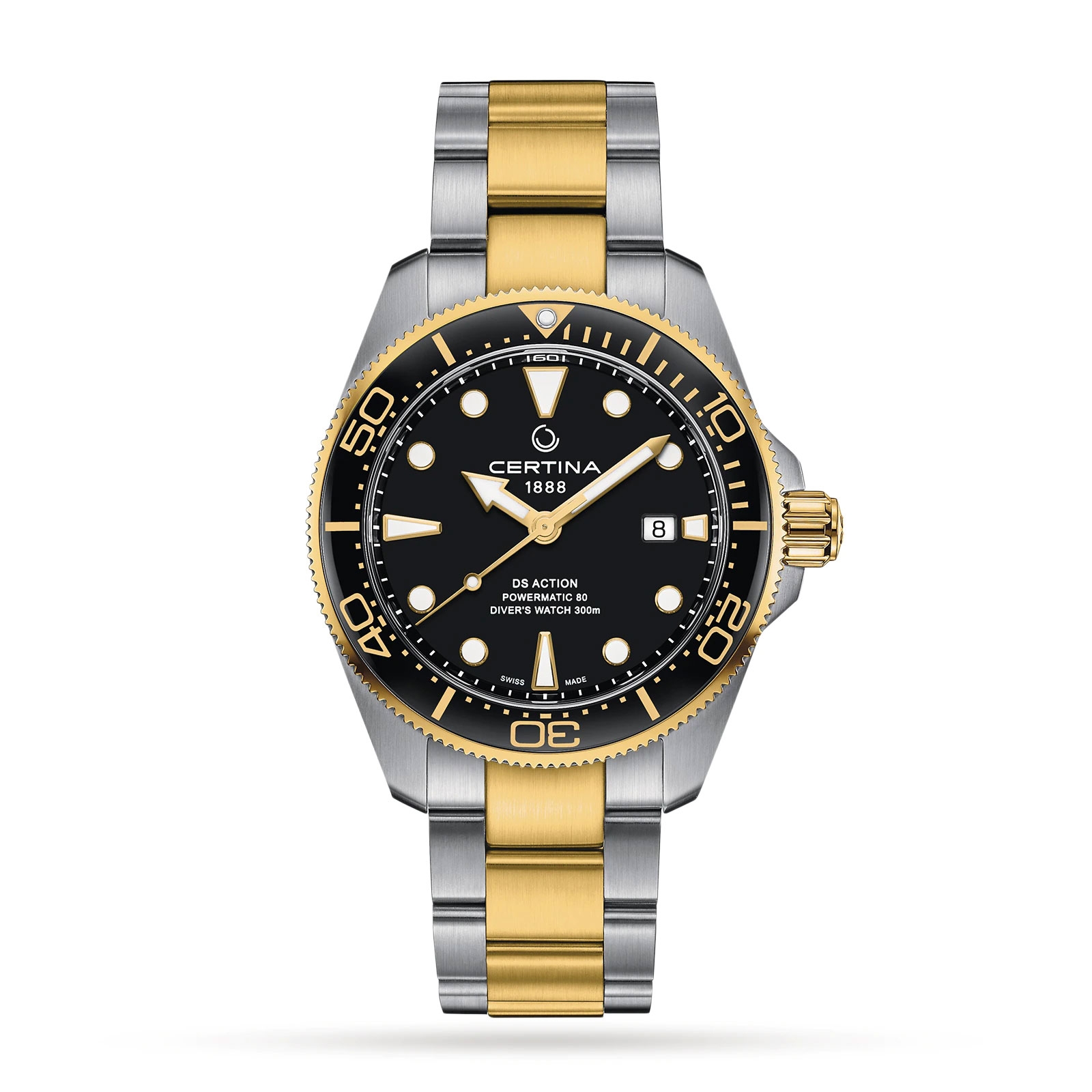Certina DS Motion Diver Mens Watch CO032.607.22.051.00 Black Dial Bi Steel Bracelet