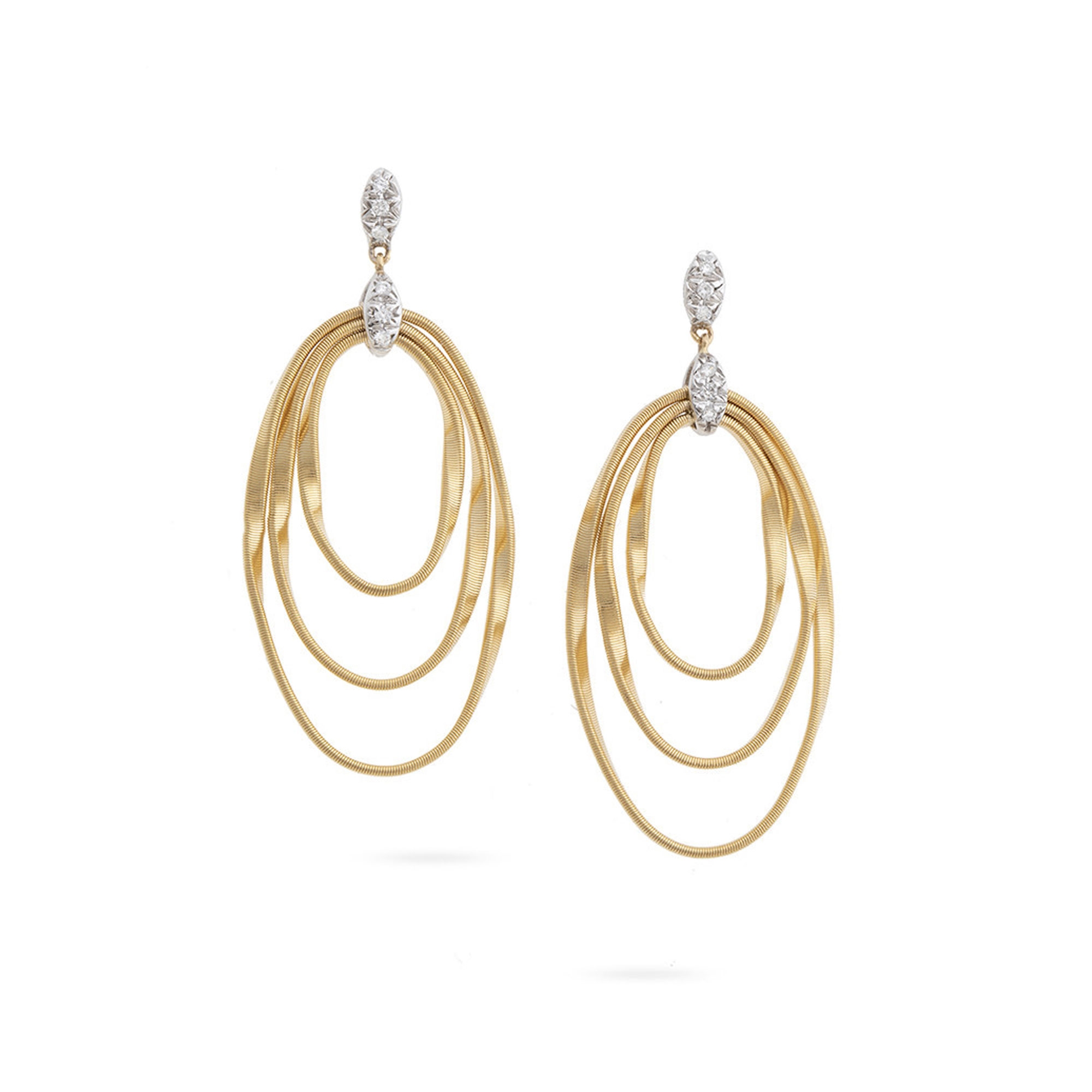Marco Bicego Marrakech Onde 18ct Yellow Gold 0.10ct Diamond Drop Earrings OG373