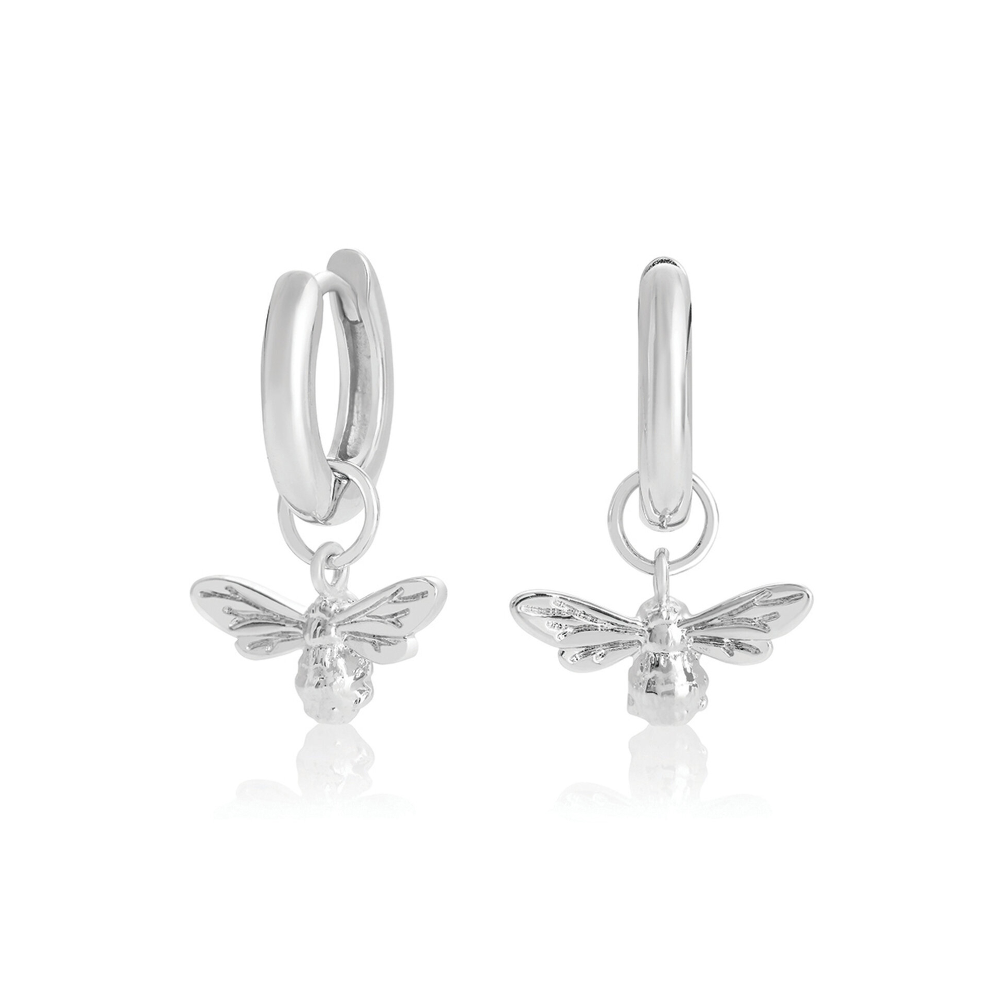 Olivia Burton Silver Fortunate Bee Huggie Hoop Earrings OBJAME32N