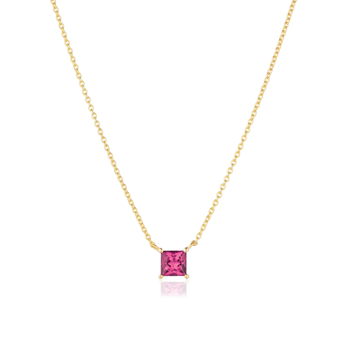 Sif Jakobs Ellera Quadrato 18k Gold Plated Red Zirconia Necklace SJ-N42279-PKCZ-YG