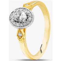 9ct Two Colour Gold 0.33ct Diamond Oval Shoulder Set Halo Ring 30981/33 Q