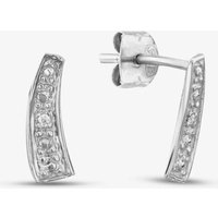 Silver Cubic Zirconia Curved Stud Earrings 2104