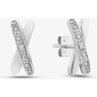 Silver Cubic Zirconia Large Crossover Stud Earrings 2124
