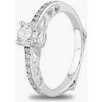 Starbright Silver Cubic Zirconia Cut-Out Heart Shouldered Ring R4449 3A (58)