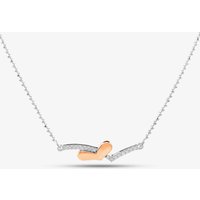 Two Colour Cubic Zirconia Heart Wishbone Necklace 2THB018904