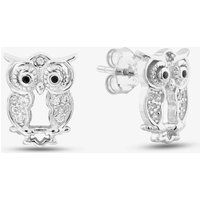 Silver Cubic Zirconia Owl Stud Earrings E615090