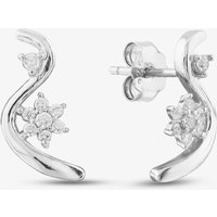Silver Cubic Zirconia Swirl Flower Stud Earrings E614543