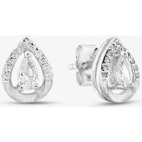 Silver Cubic Zirconia Teardrop Stud Earrings E612208